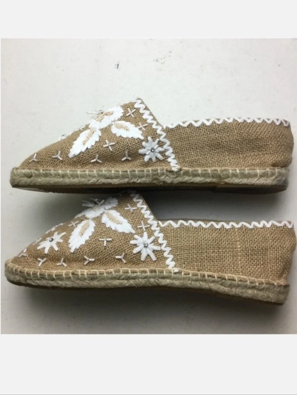 NWT Antik Batik X Johnny Was Tori Beaded Rhinestone Embroidered Espadrille Flats
